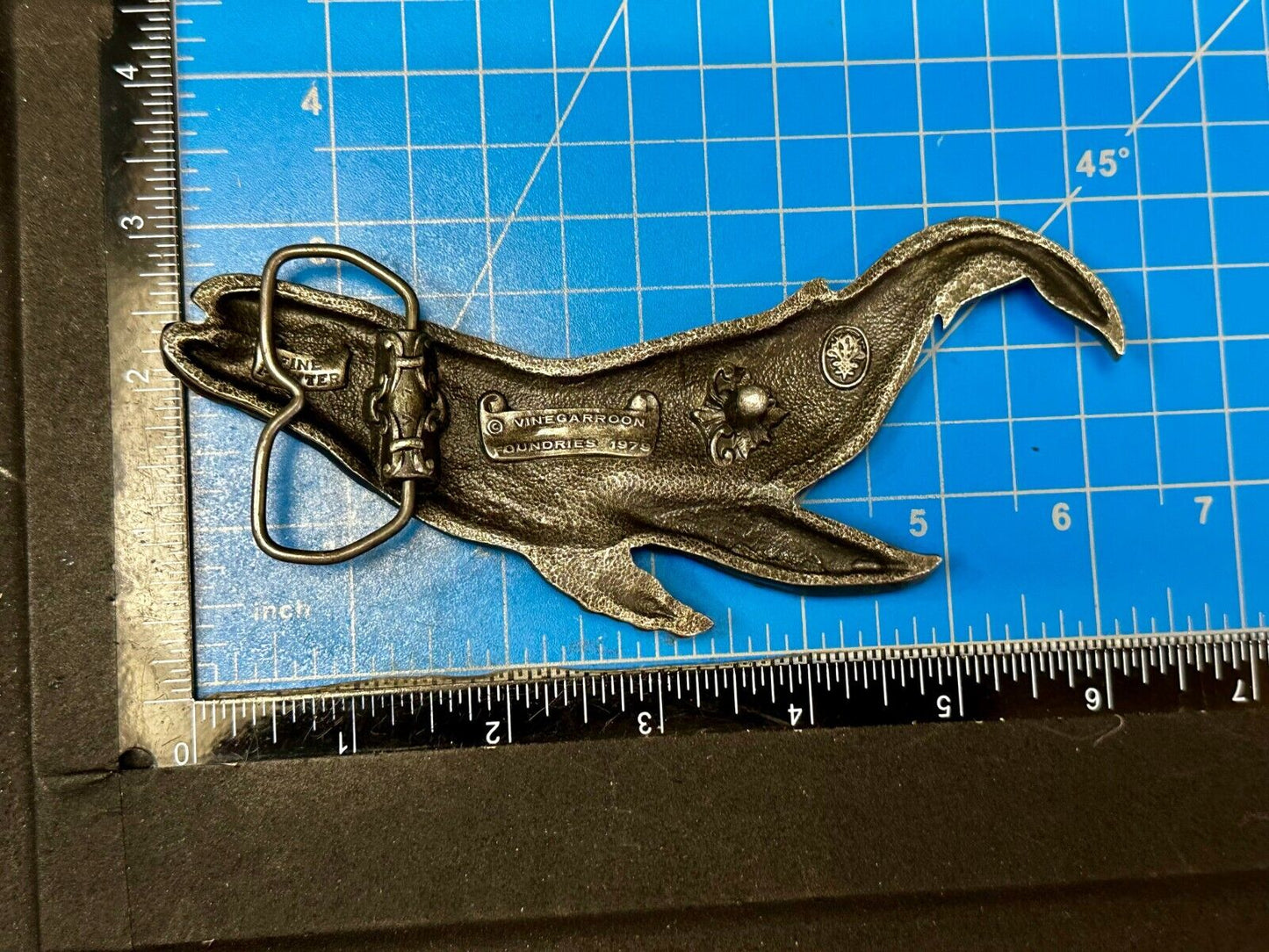 Vinegaroon Foundries Blue Whale Large Figural Pewter Late 70'S Belt Buckle