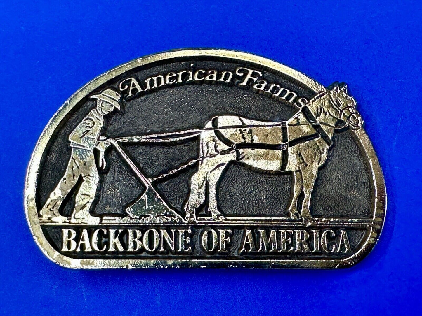 American Farm's, The Backbone of America - Patriotic Farm Theme Vtg. belt buckle