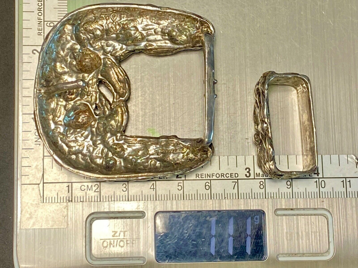 Amazing Andrea Barnett Angel Swirl Vtg. Sterling Silver belt buckle & Loop 110 G