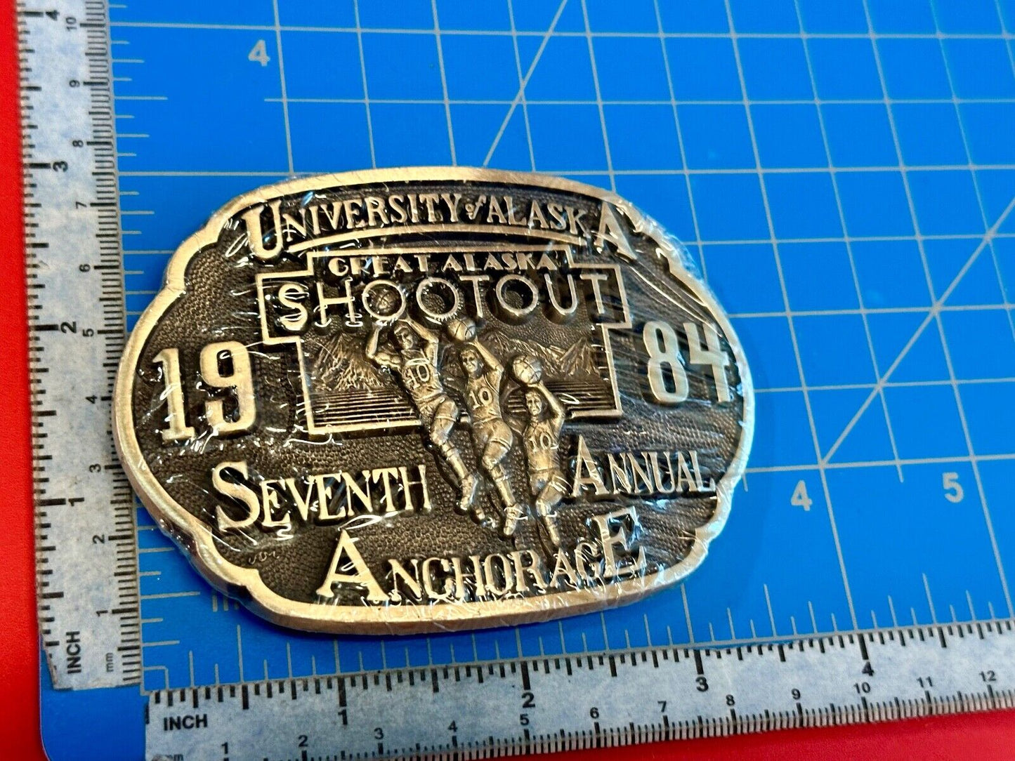 University of Alaska Great Shootout 1984 Brass NOS Belt Buckle - by Buck, ADM