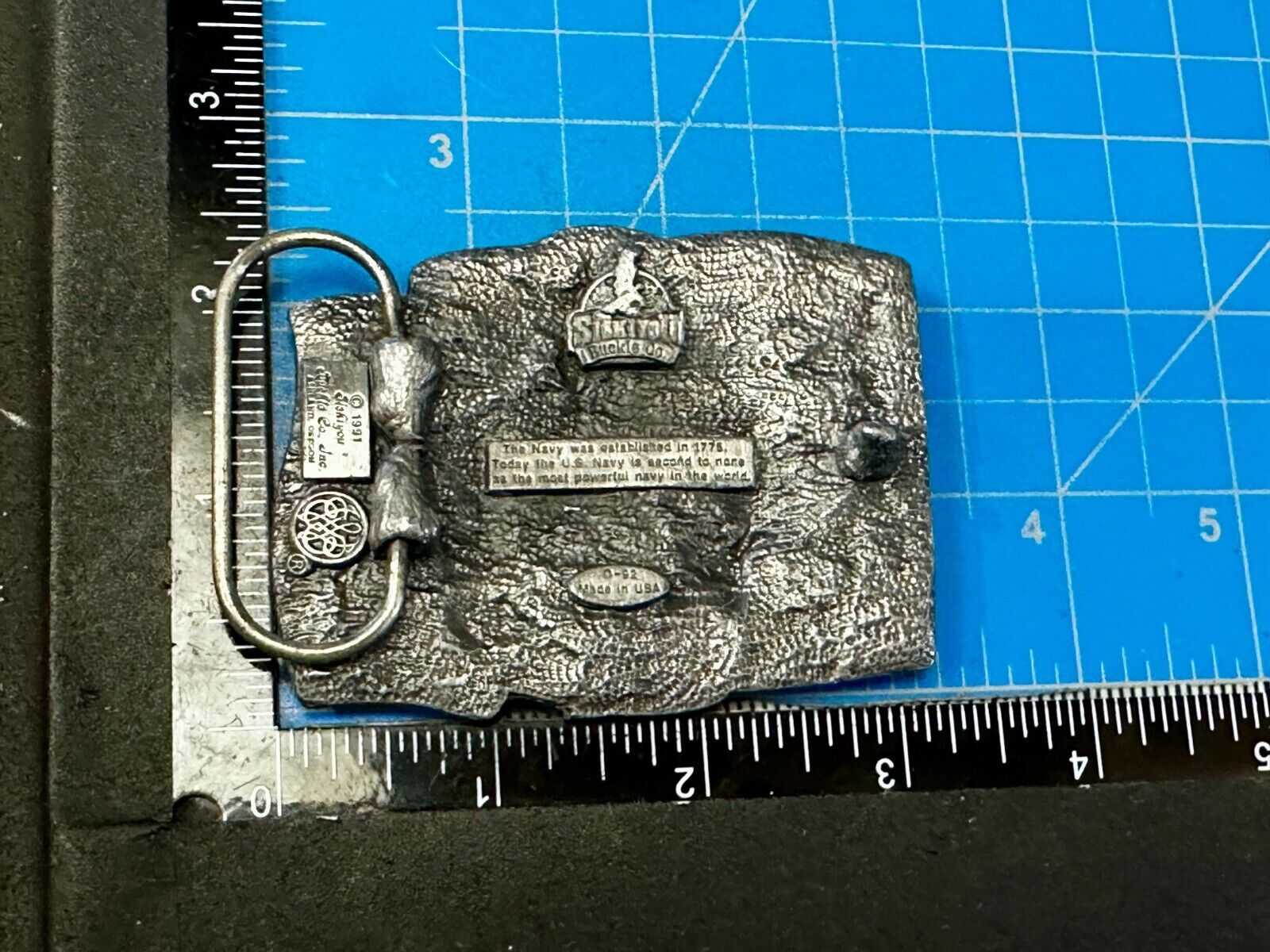 United States Navy Patriotic Flag Eagle Naval Seal Vtg 1991 Belt Buckle Siskiyou