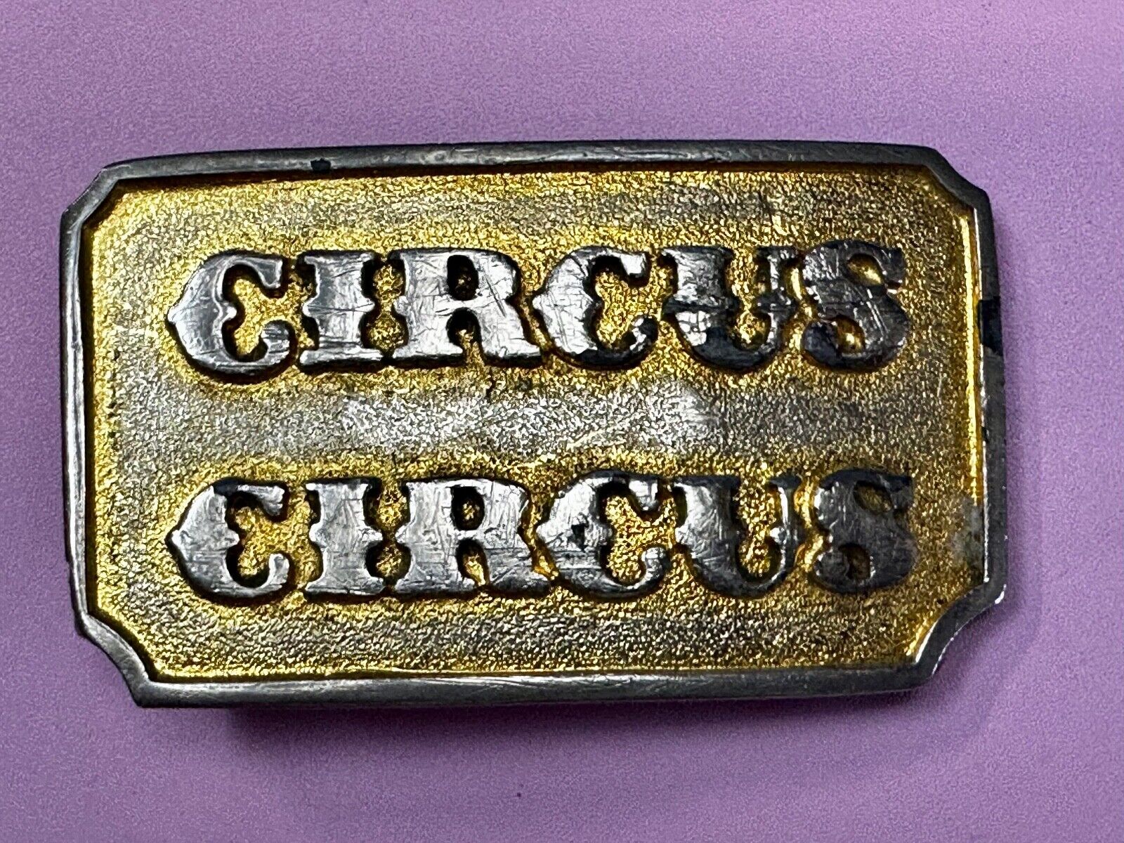 Vintage 1970s Circus Circus Hotel & Casino Gold-Tone Belt Buckle Rare Las Vegas