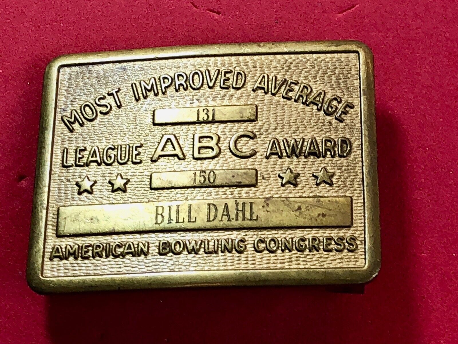 American Bowling Congress Award Belt Buckle Most Improved Average