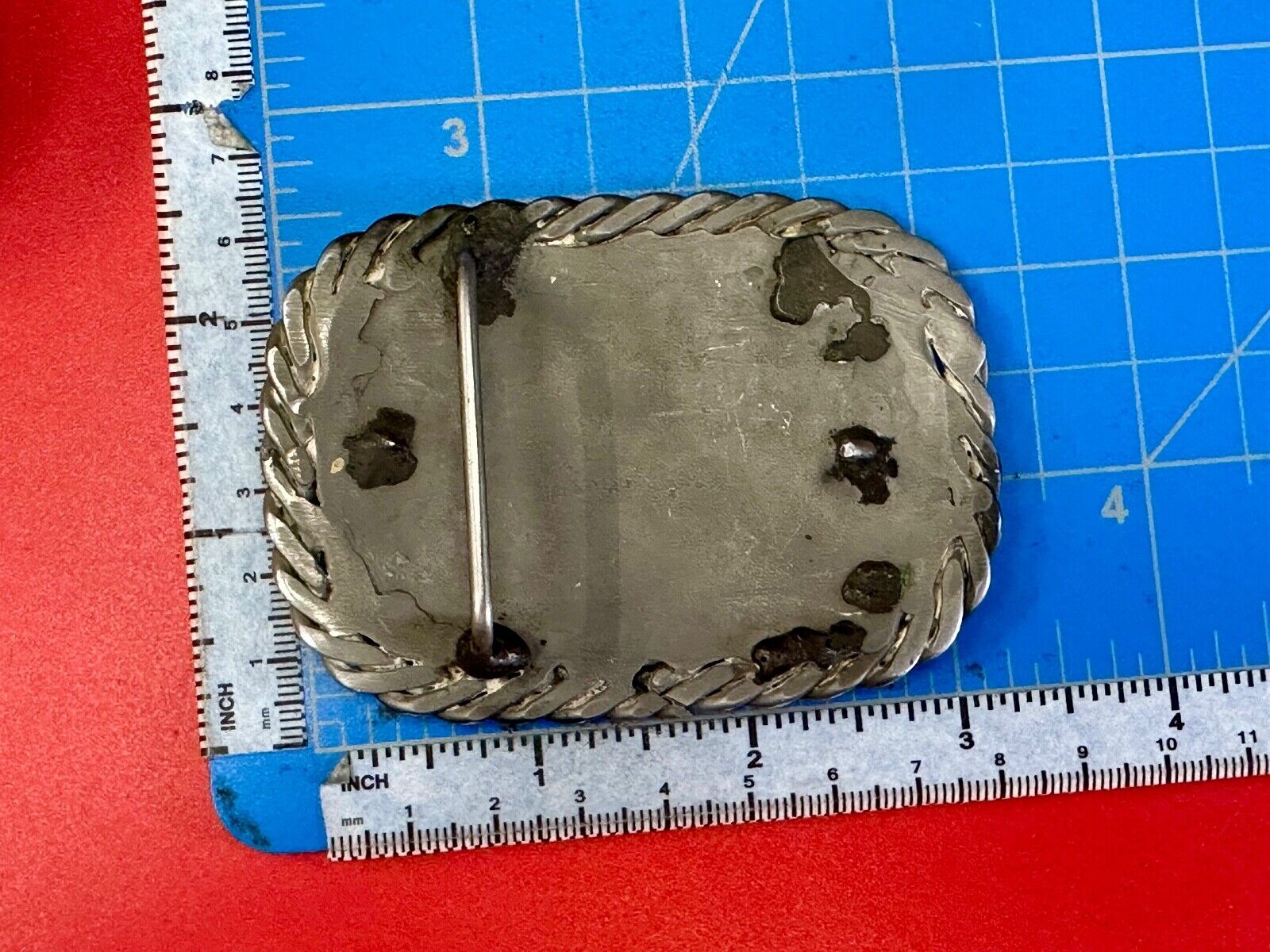 Artisan silver color belt buckle for craft project / wear - Thick rope boarder