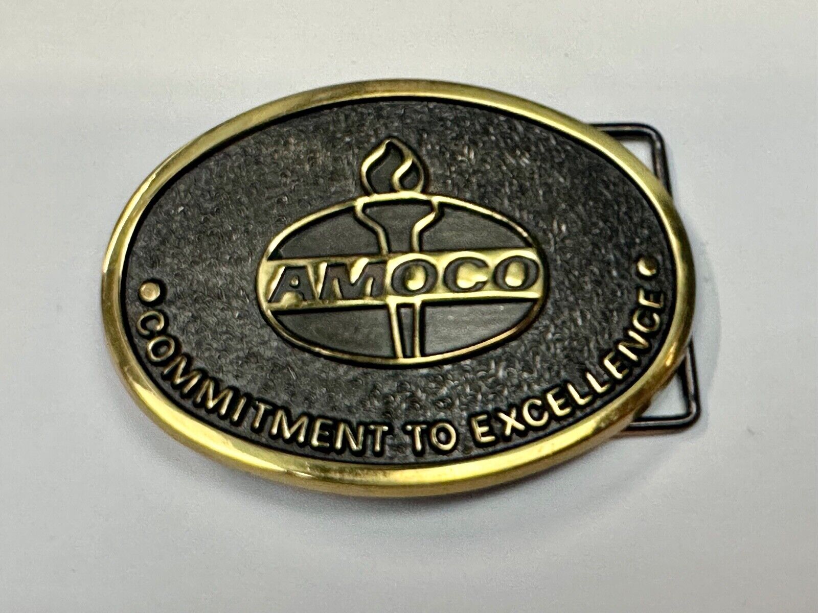 AMOCO Gas Fuel Oil - Committed to Excellence solid brass belt buckle by Jadco