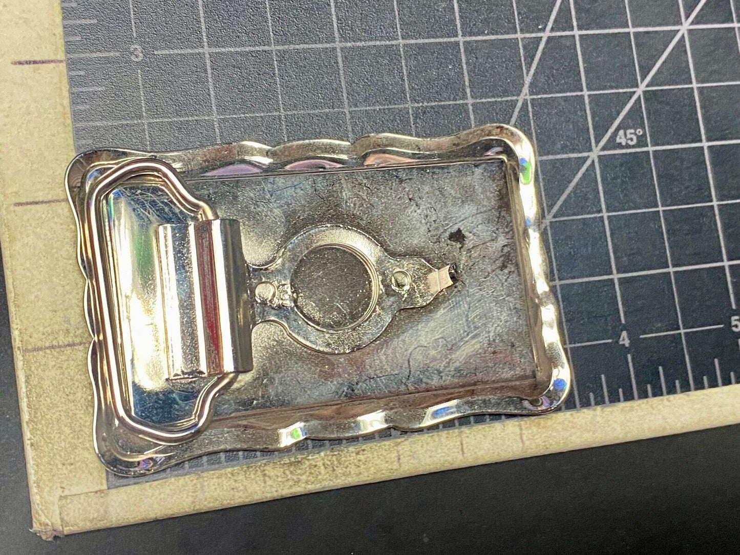 Vintage Etched Star Western Burst Pattern Fine Line Snowflake Belt Buckle 