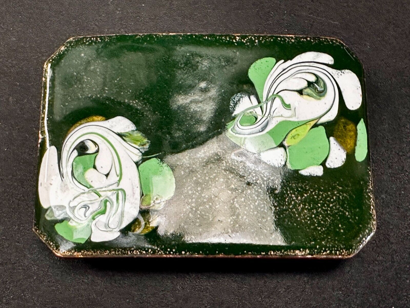 Artisan Hand Painted Abstract Flowers Enamel On Copper Belt Buckle By Wini