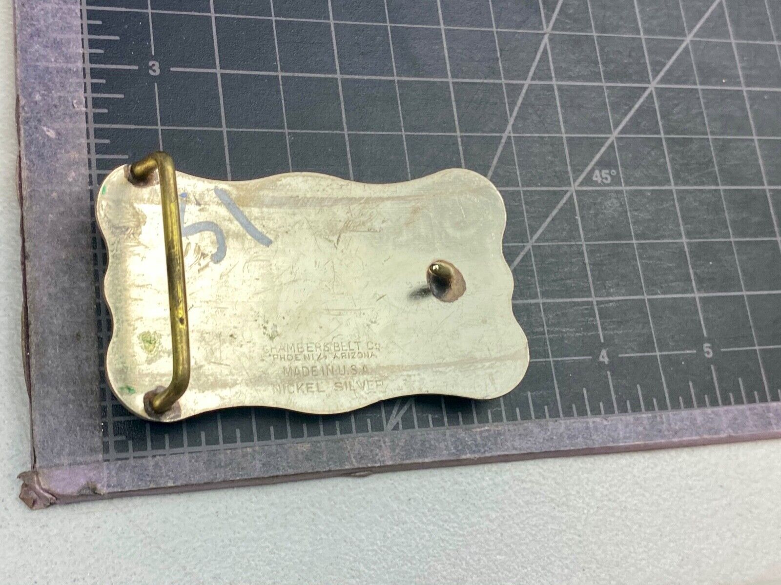 Vintage Chaimbers Nickel Silver Cow Steer Head bust belt buckle 