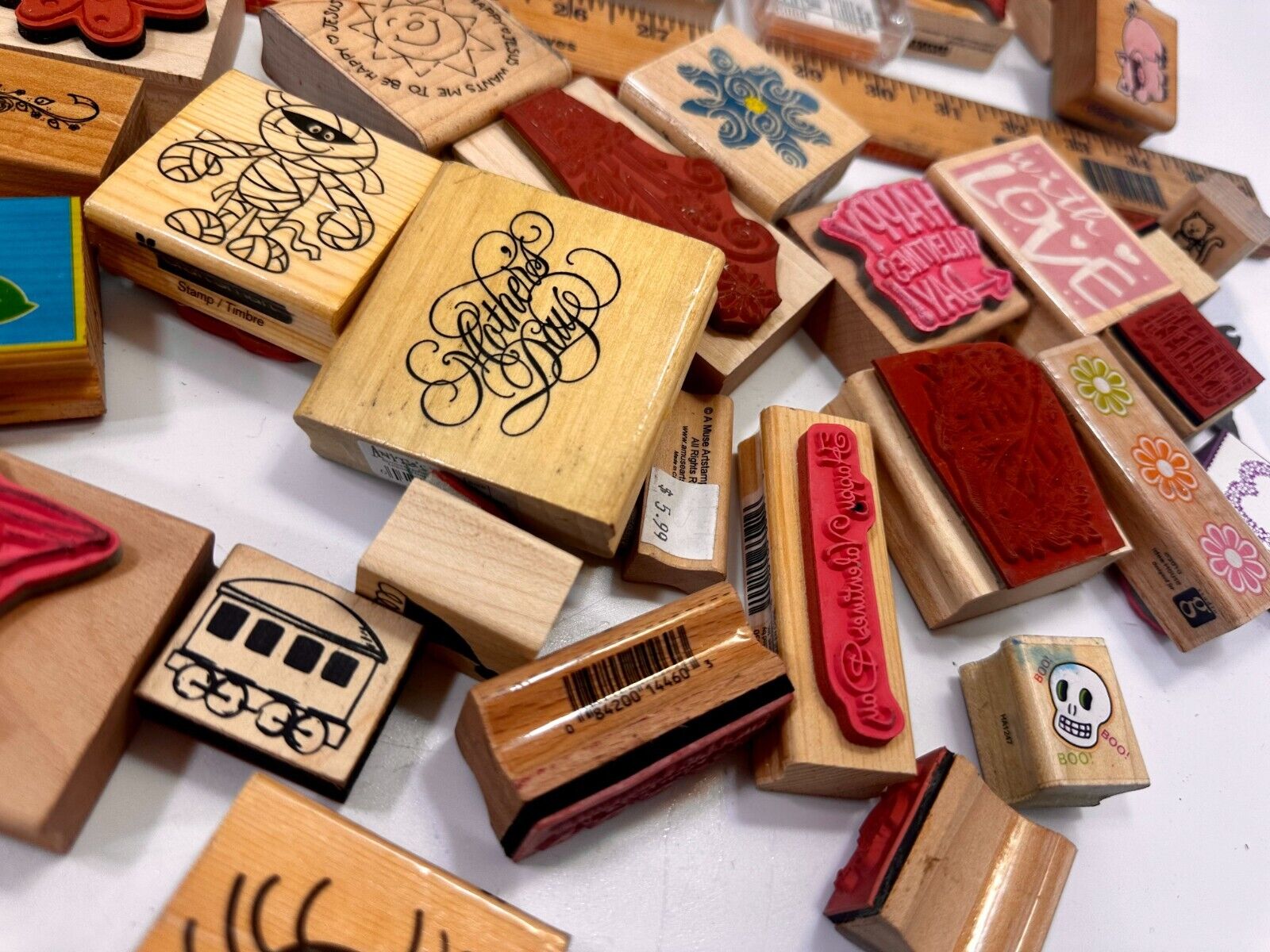 6.7 Pounds of Rubber Stamps HUGE LOT - Mostly NEW! Scrapbook Teachers SCORE!
