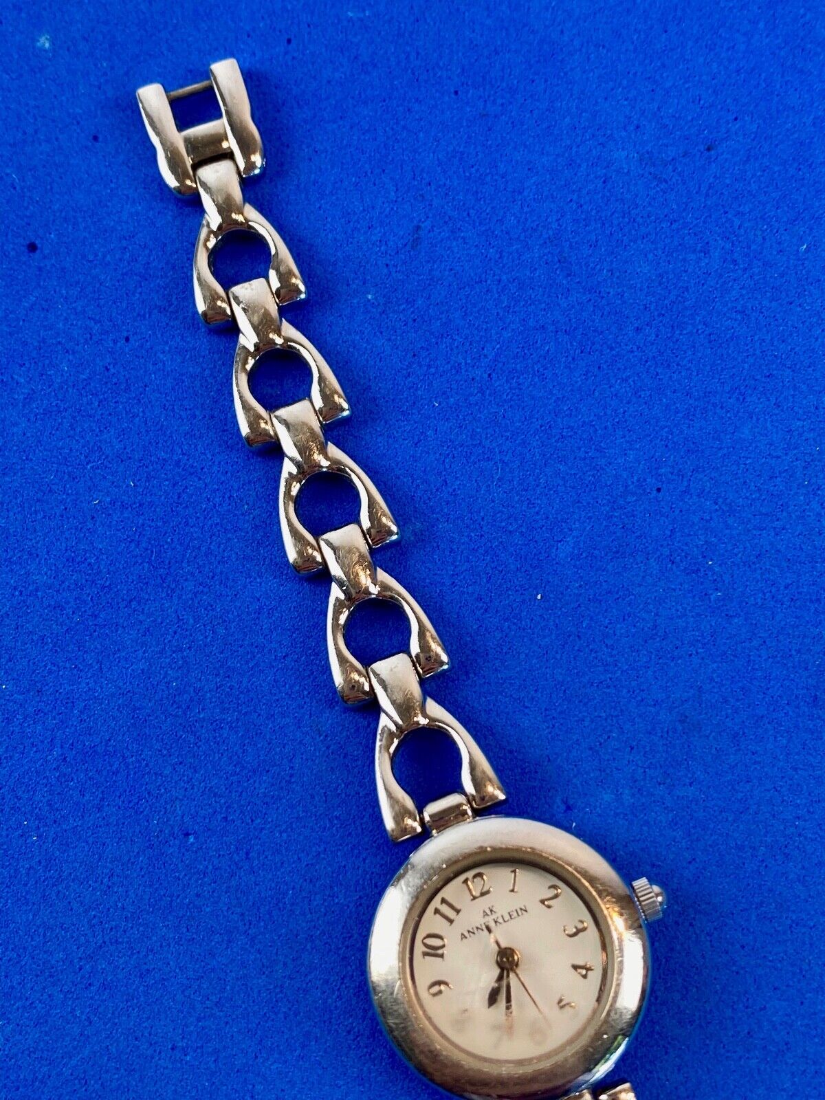 AK Anne Klein silver tone link formal Quartz ladies watch fresh battery 10/1465