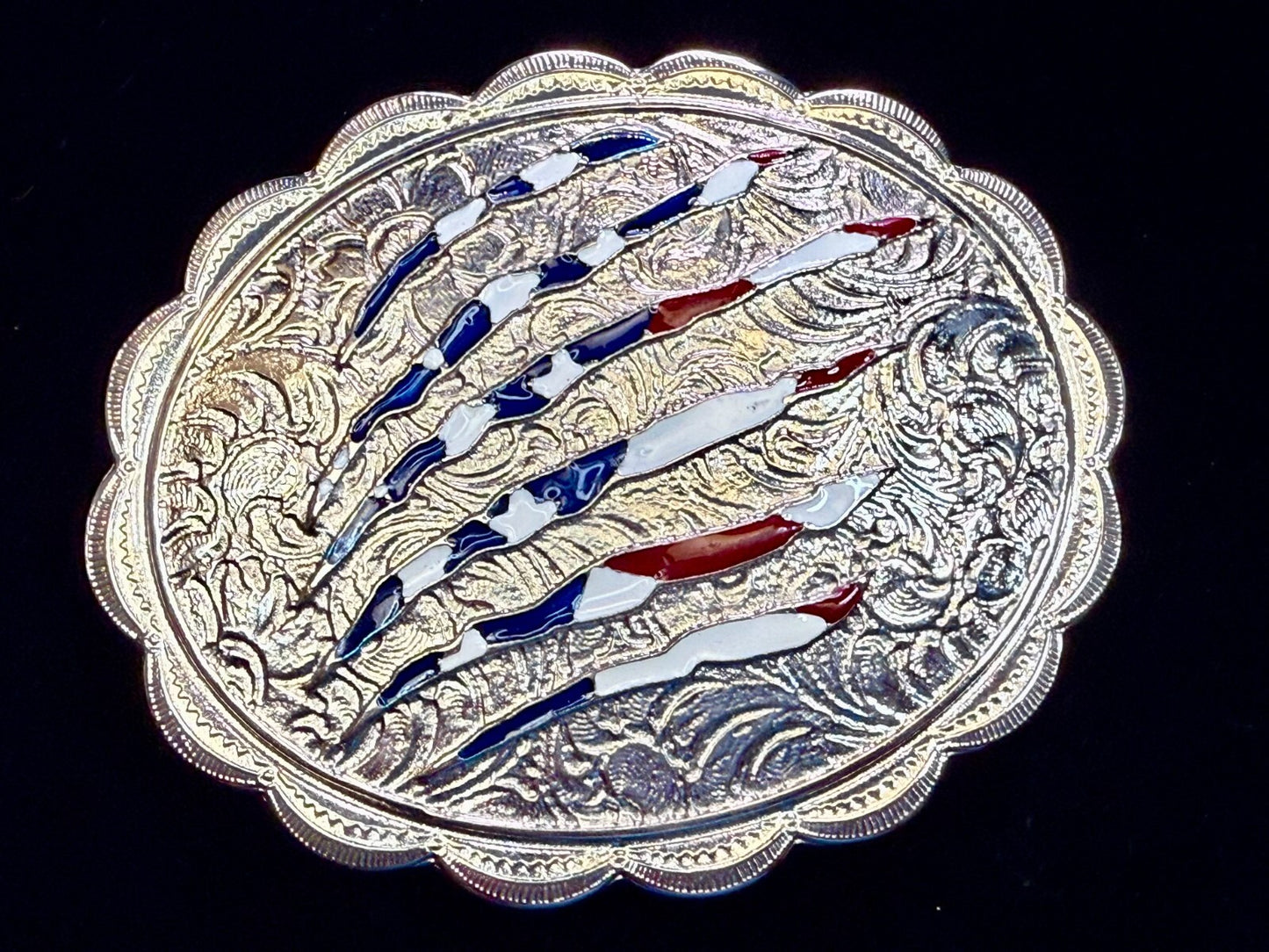 United States of America Flag Sliced Pattern on Western Belt Buckle by Shyanne