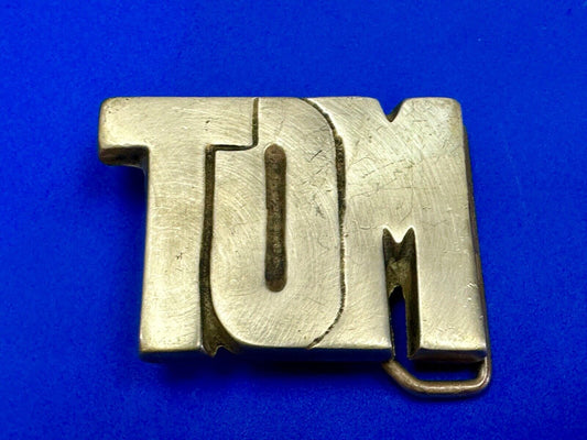 TOM  Vintage name custom  SOLID BRASS cutout BELT BUCKLE