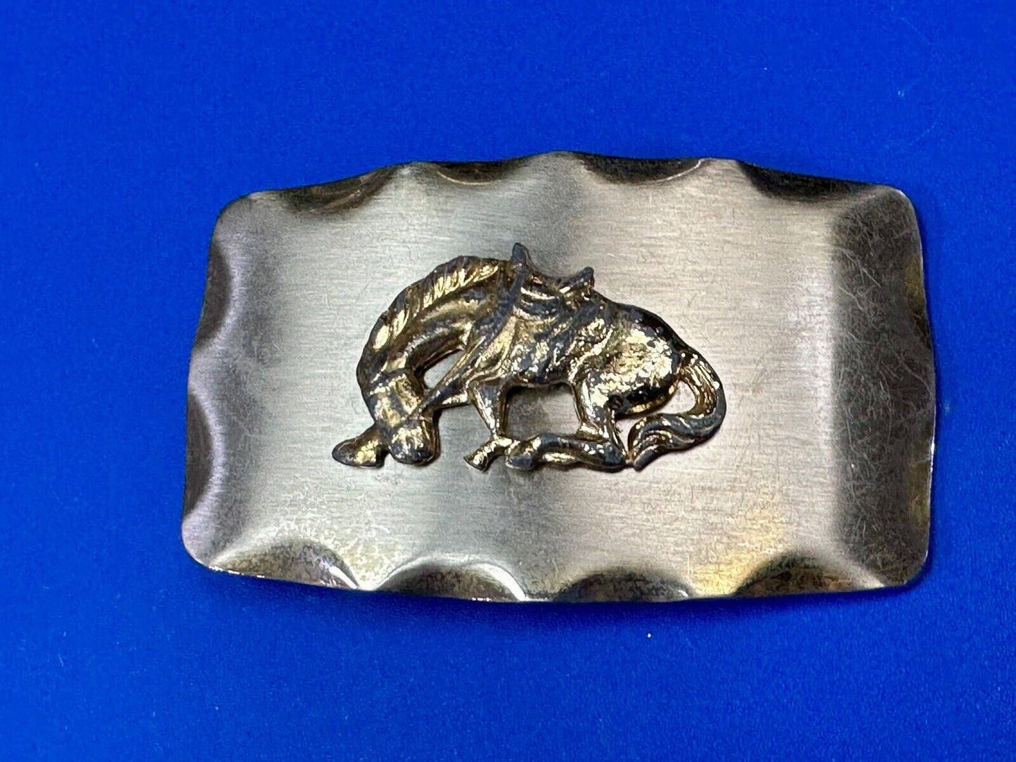 vintage Horse Saddle Bronc Bronco two tone western belt buckle
