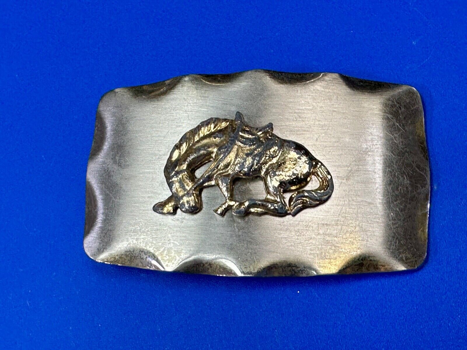 vintage Horse Saddle Bronc Bronco two tone western belt buckle