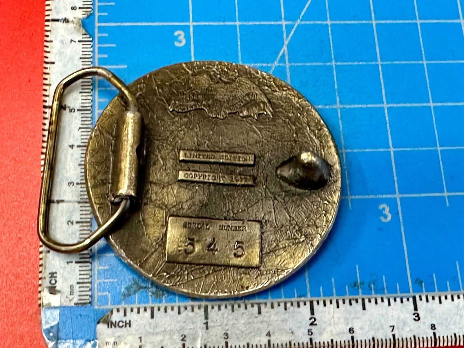 Vintage 1977 Fire Department FD Hook & Ladder Emblem belt buckle
