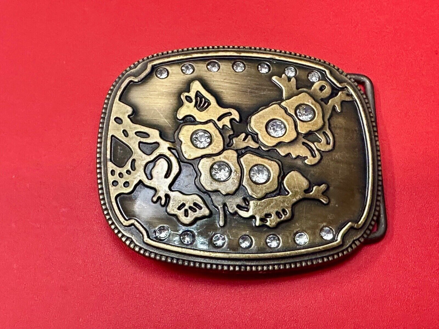 Abstract World MAP globe theme rhinestone accented belt buckle