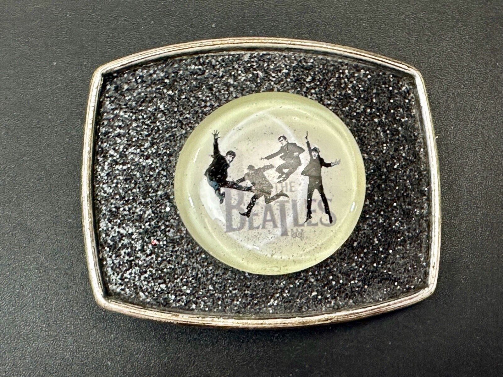 The Beatles - Black White Round Centerpiece belt buckle by Century Canada