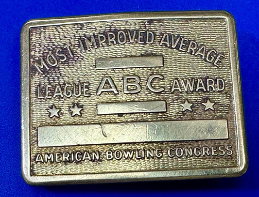 American Bowling Congress BLANK ENGRAVABLE Belt Buckle  Most Improved Average