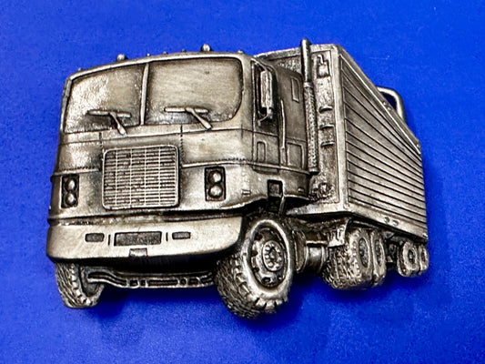 Vintage 1980 Semi Truck Long Haulers Drivers Trucker Indiana Metal Belt Buckle
