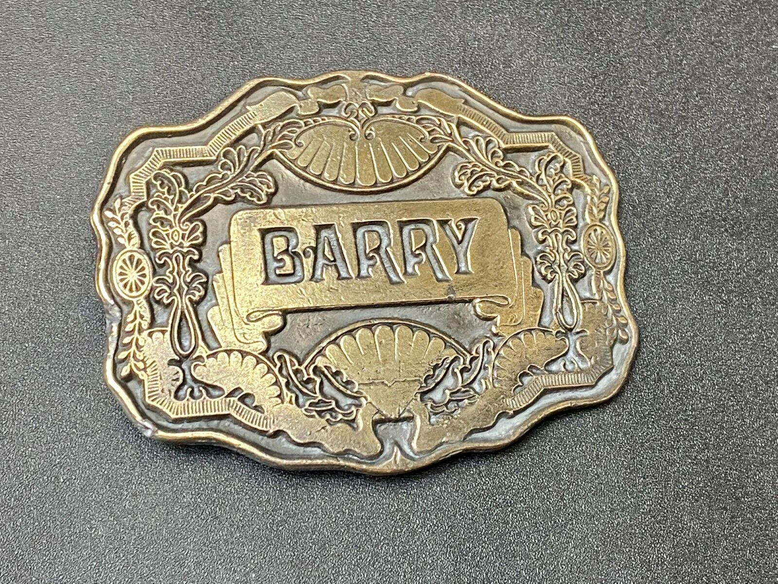 Barry - Ornate Western Flower Swirl And Framed Belt Buckle By Oden