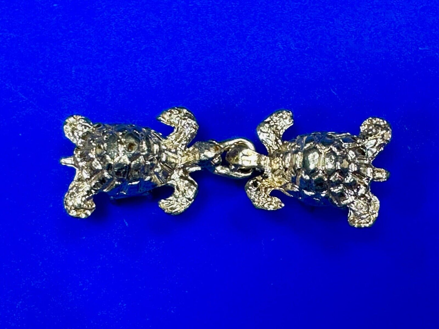 Two piece Turtles - gold tone interconnecting vintage Ocean Sea belt buckle