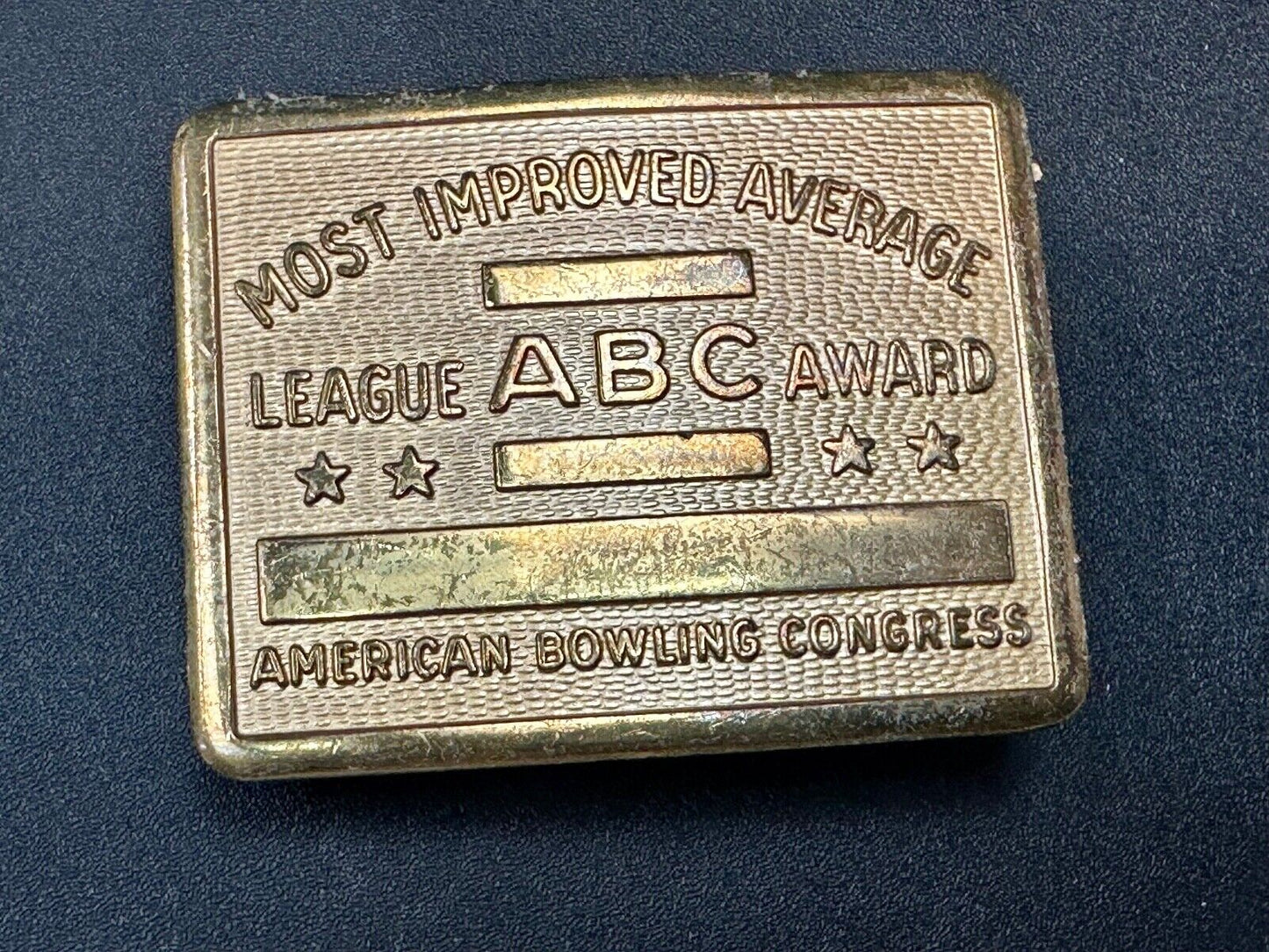 ABC Bowling League Award - NOT engraved most improved trophy belt buckle