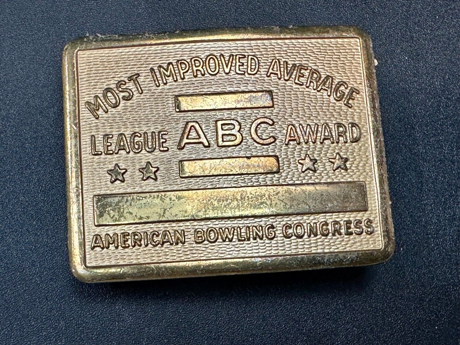 ABC Bowling League Award - NOT engraved most improved trophy belt buckle