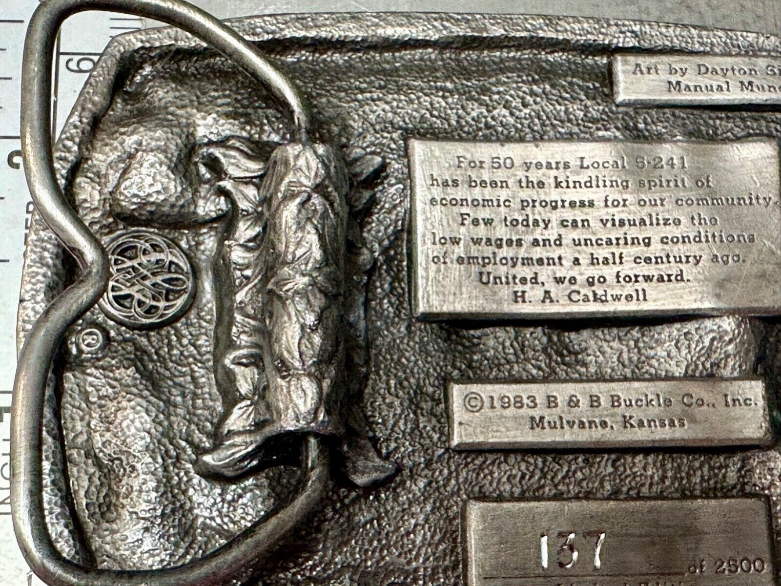 1983 El Dorado Kansas Local union 5 241 50th year celebration belt buckle