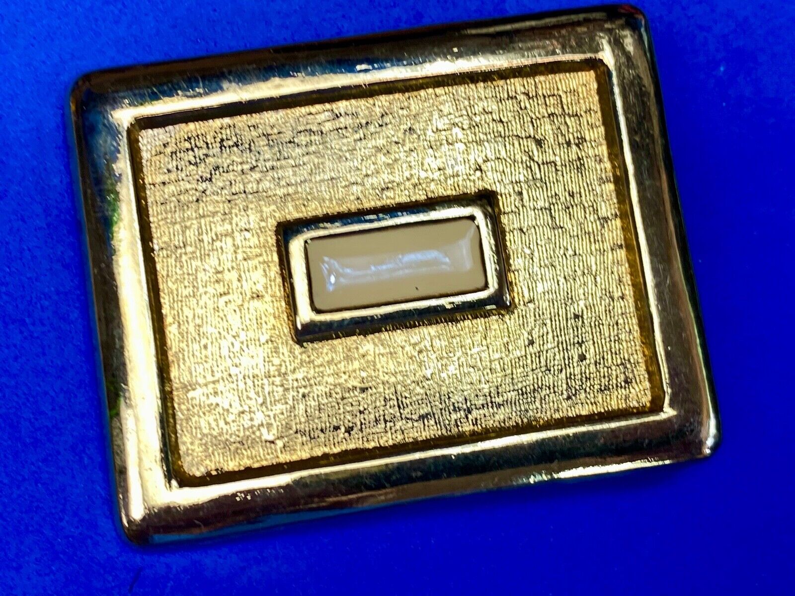 vintage gold tone cream center dress 3" belt buckle  