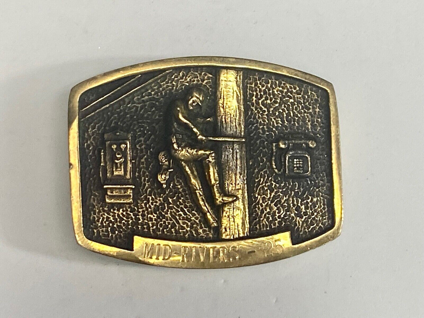 Telephone Communications Telecomunications Pole Climber Utility Belt Buckle