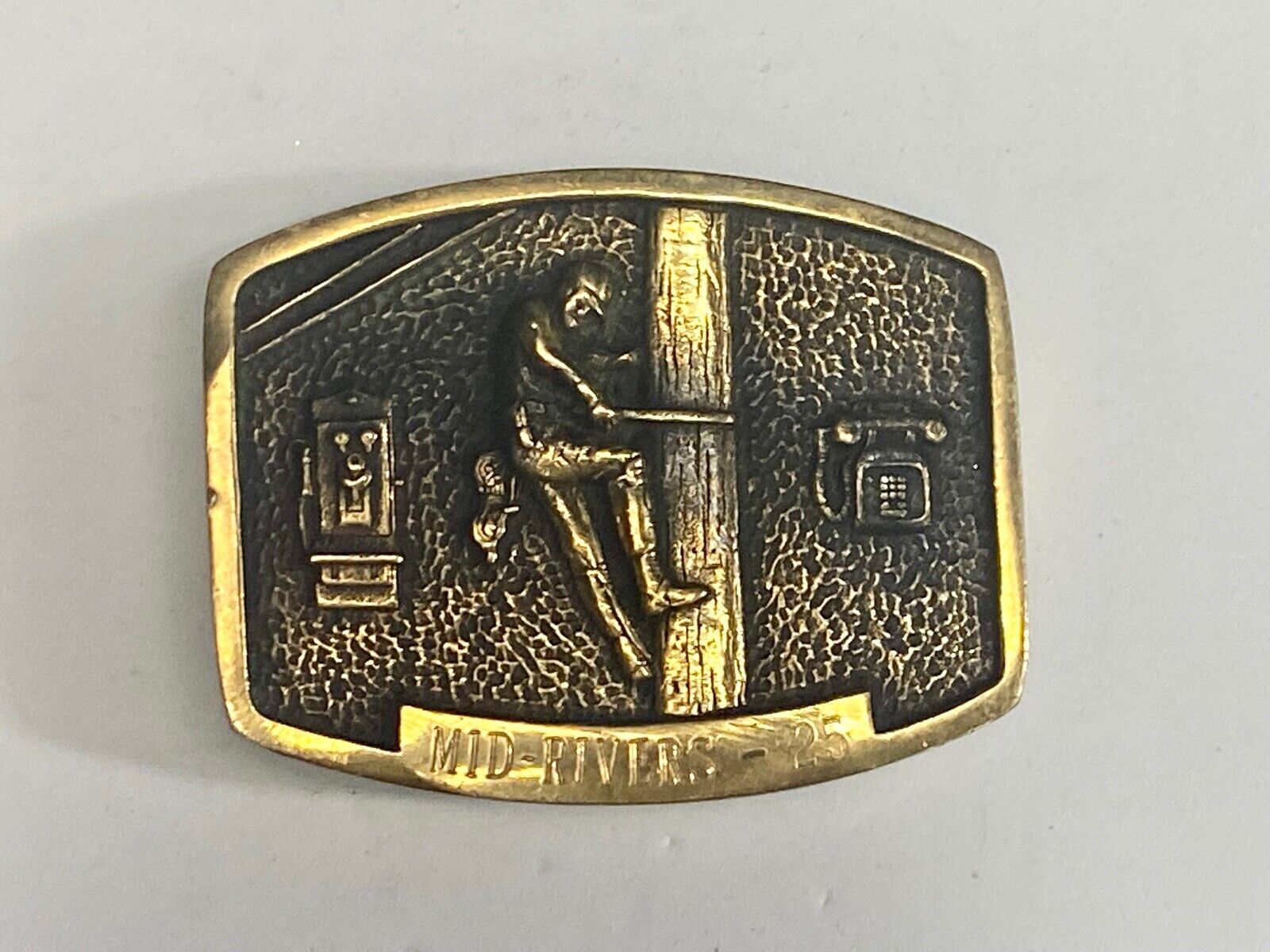 Telephone Communications Telecomunications Pole Climber Utility Belt Buckle