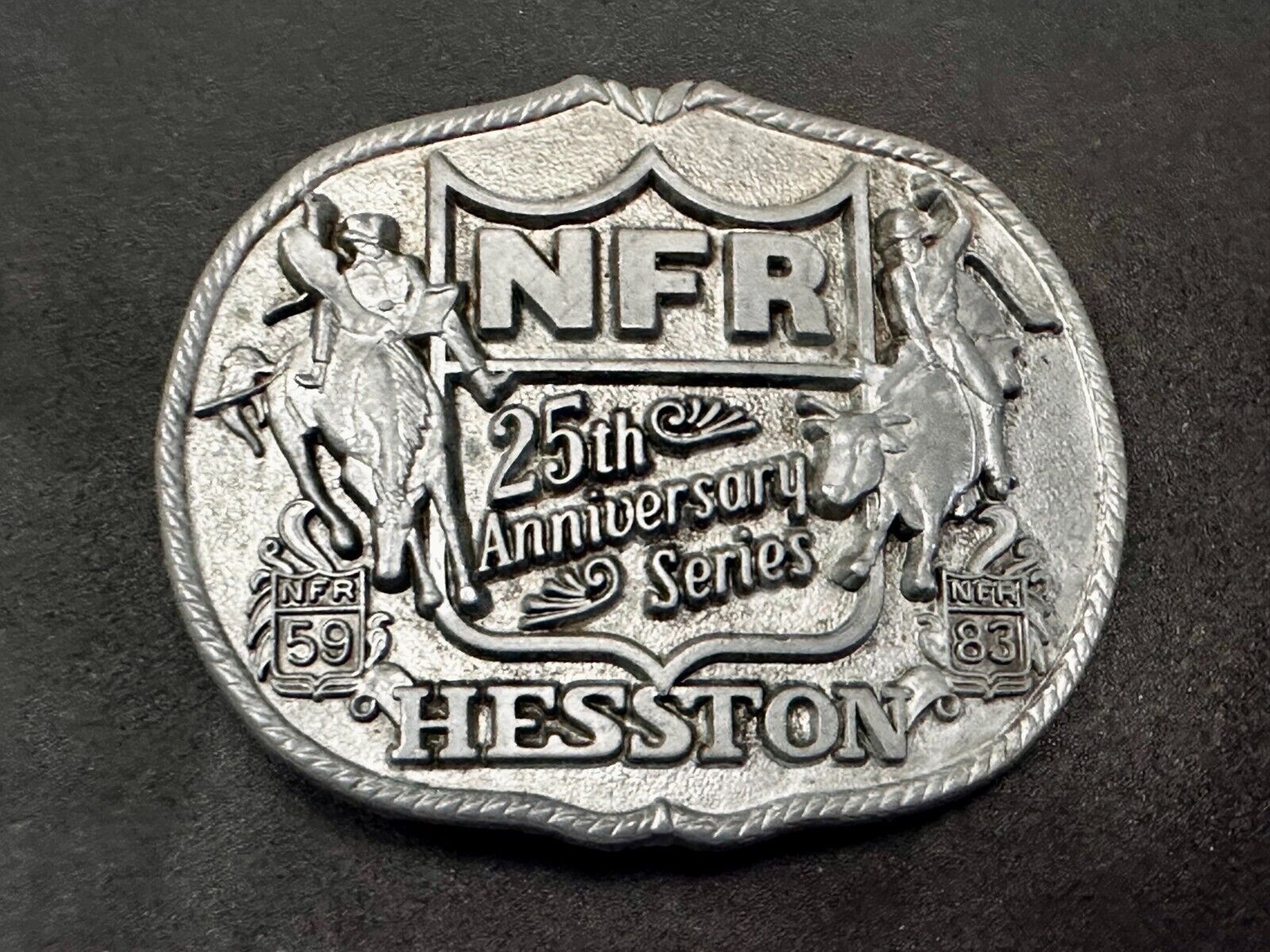 1983 25th Anniversary Hesston NFR National Finals Rodeo Western Belt Buckle