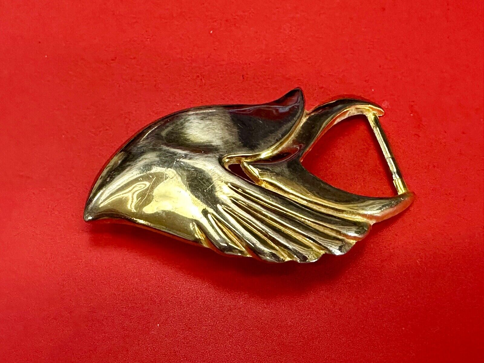 Abstract Art - Wings  gold tone belt buckle signed Leather shop