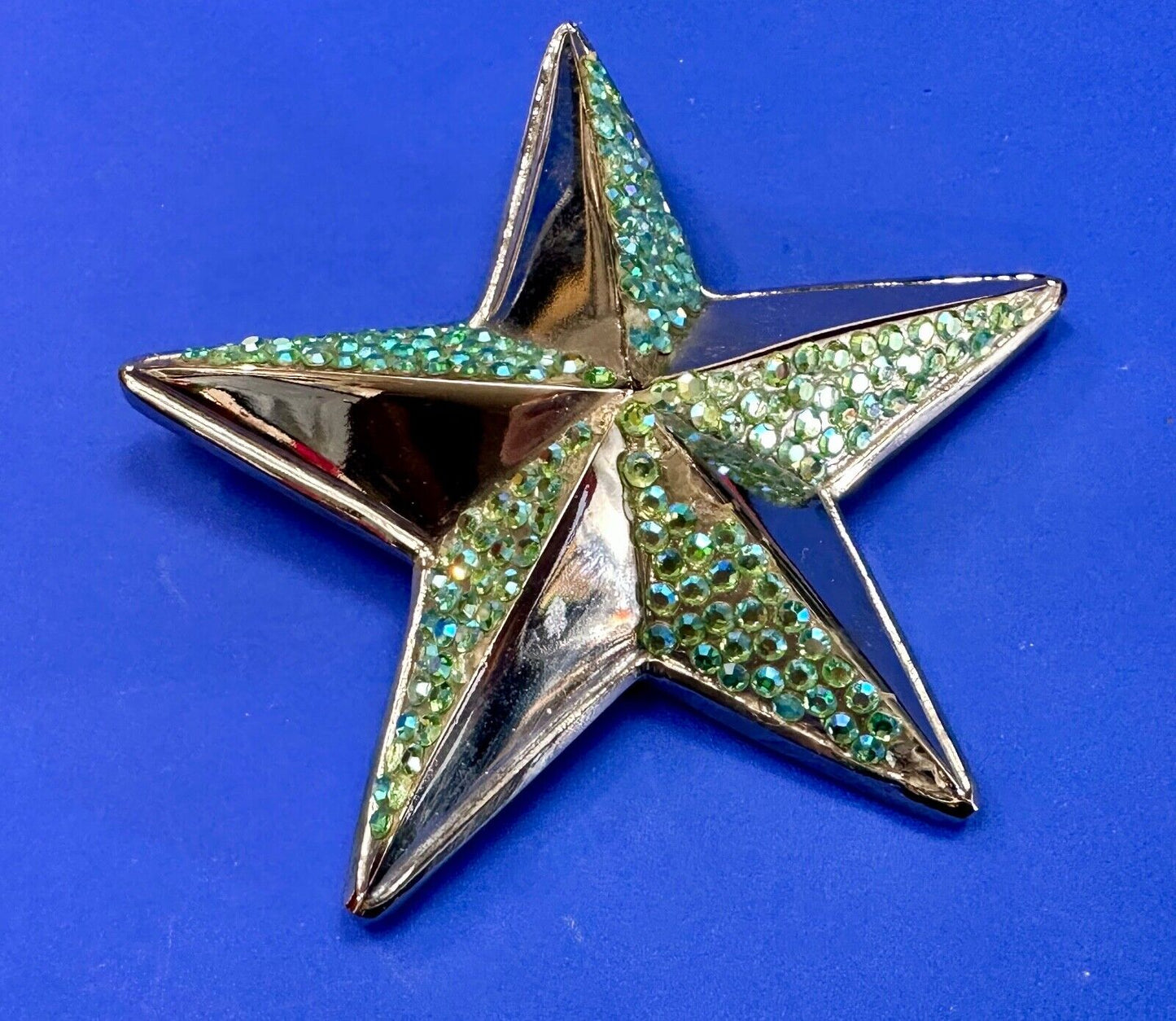 3D STAR dimensional vintage belt buckle by silver star -  missing rhinestone's