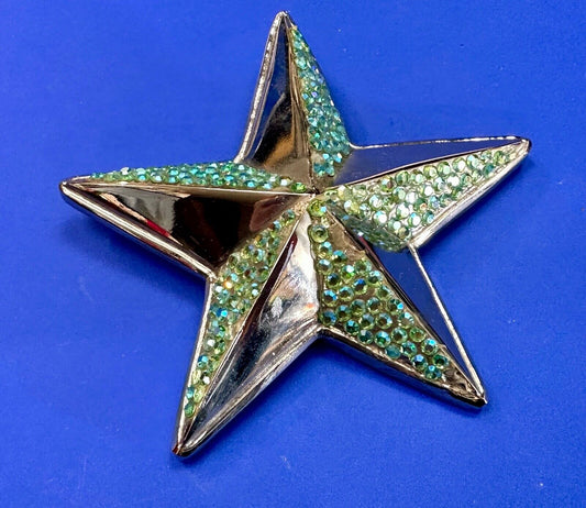 3D STAR dimensional vintage belt buckle by silver star -  missing rhinestone's