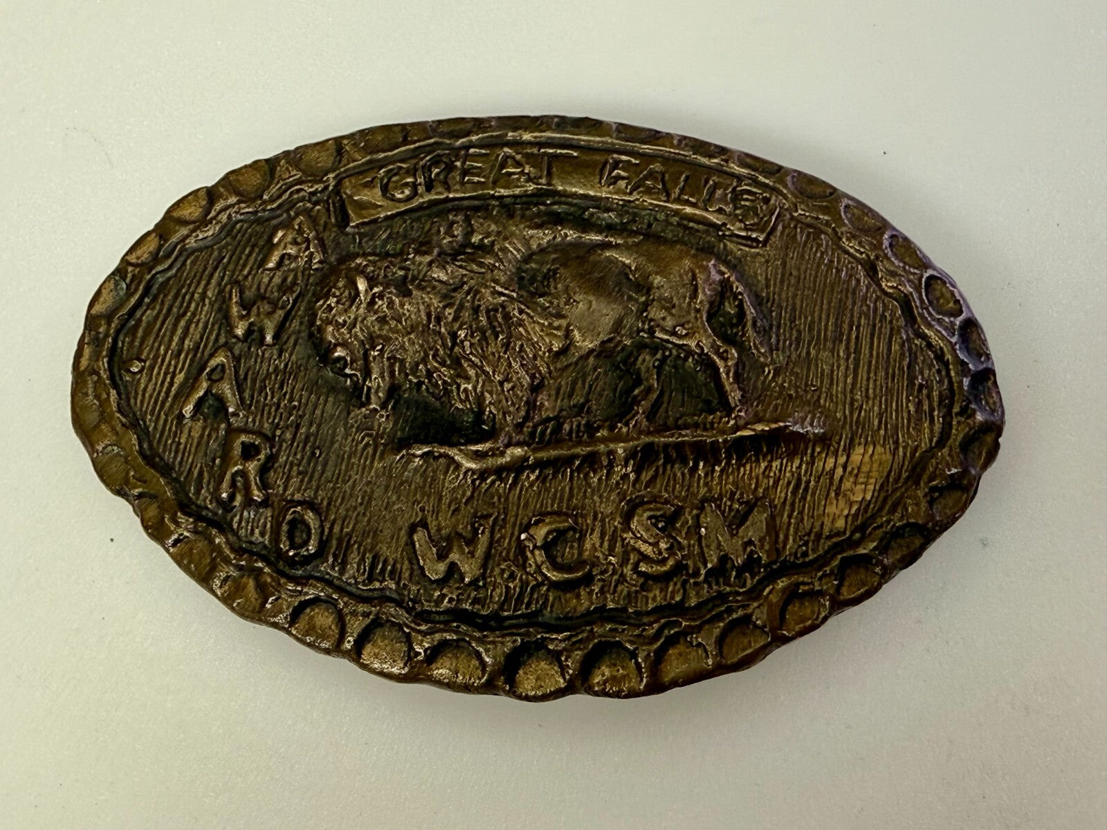 American Buffalo Bison Great Falls Award WCSM Brass Tone Hunters Belt Buckle