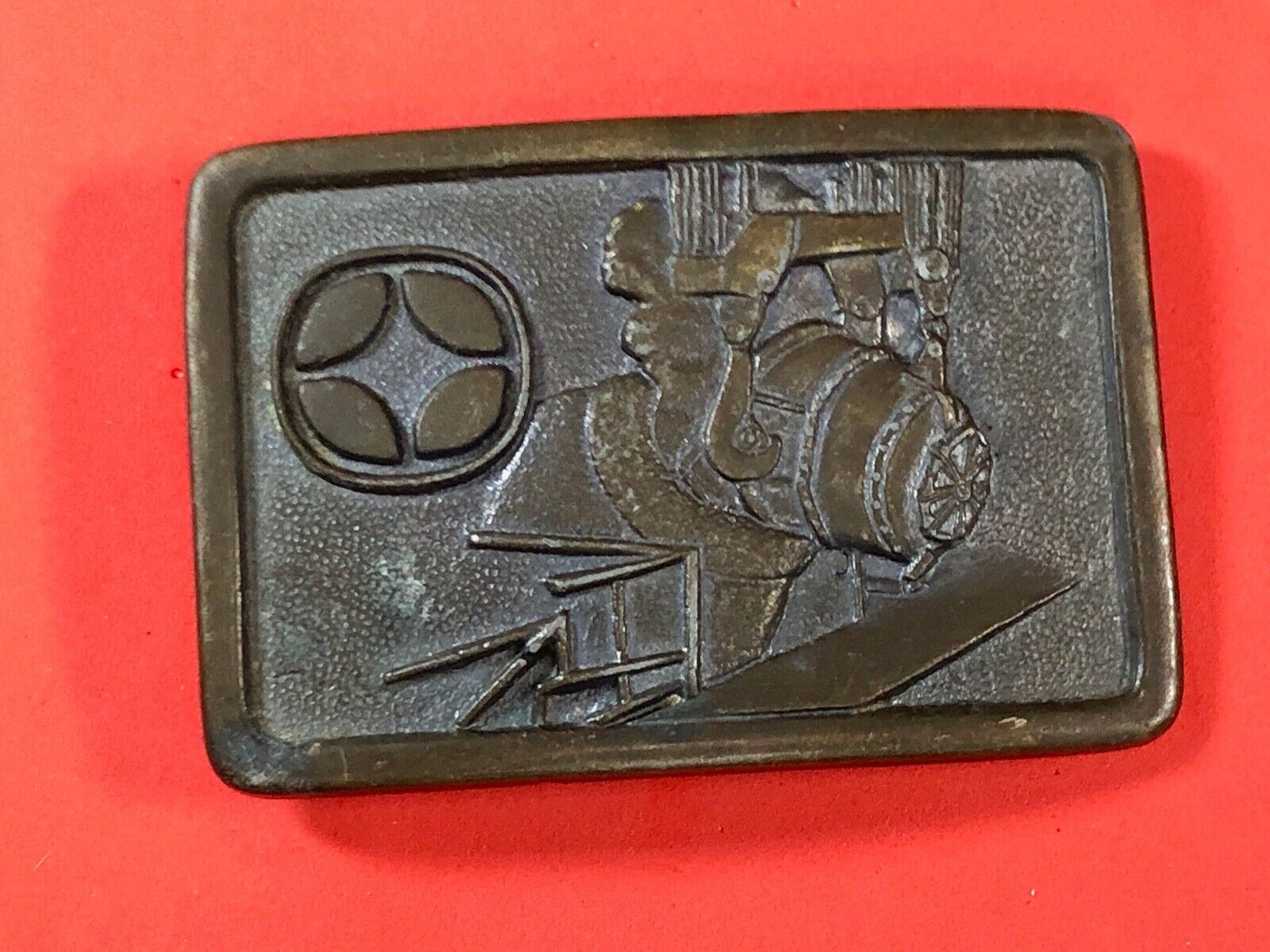 VINTAGE BRONZE 1977-1978 INLAND TOPS DINNER MINING BELT BUCKLE BY GEMCO 
