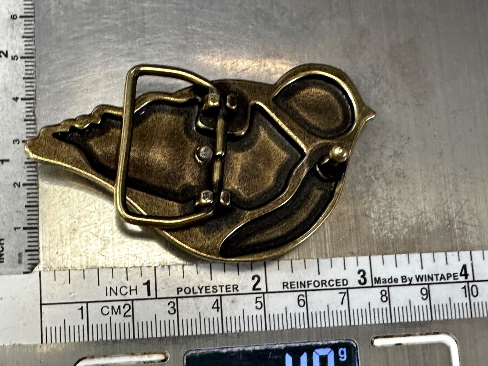 Bird Dove Shaped Cutout Figure Brass Tone Belt Buckle by Relic