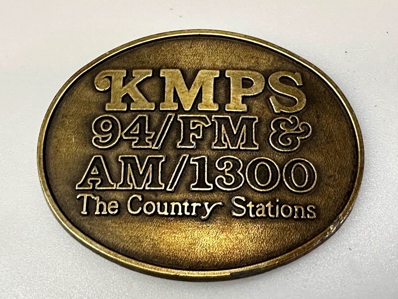 The Country Radio Station KMPS 94/FM & AM/1300 Advertisement Belt Buckle