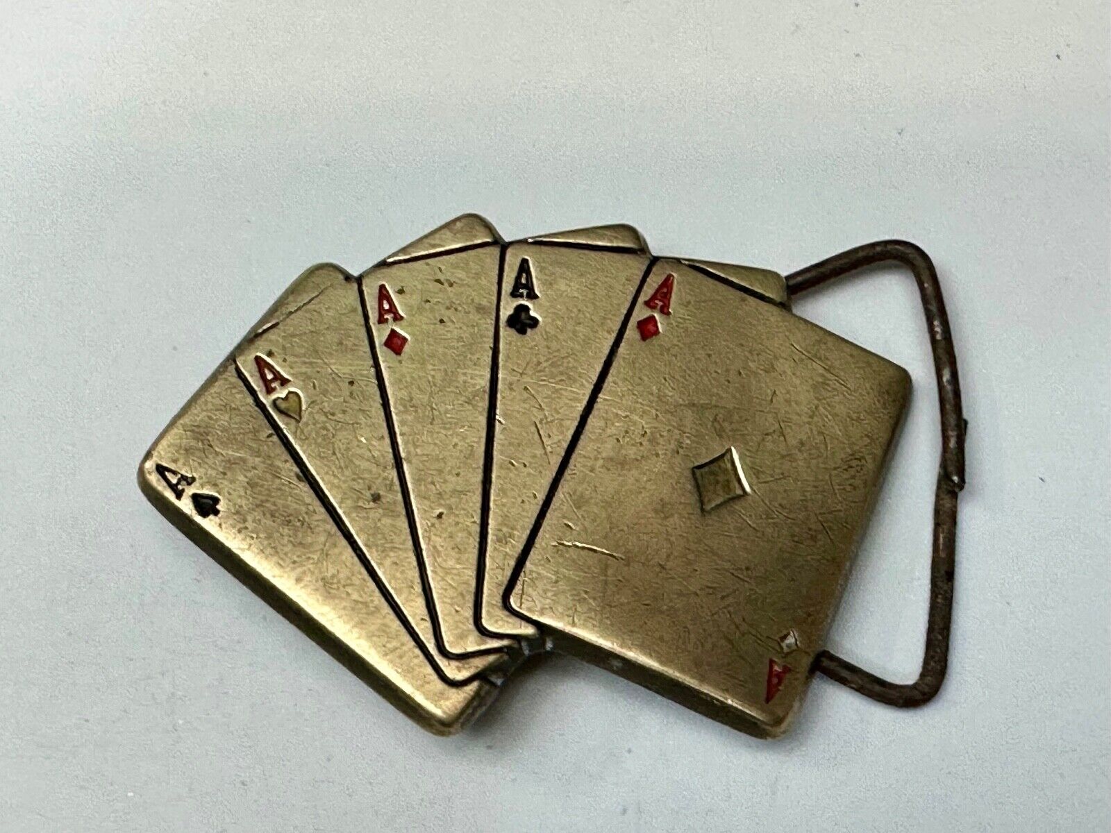 5 Aces Baron Buckles Solid Brass Casino Gambling Card Game Vintage Belt Buckle