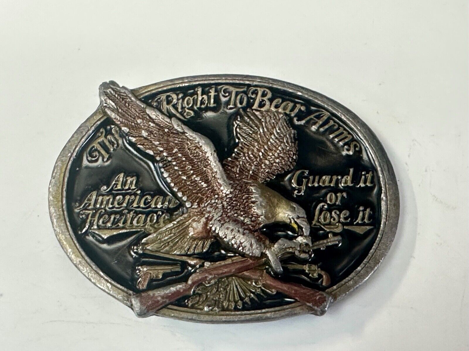 An American Heritage - Second Amendment gun laws Guard it or Lose it belt buckle