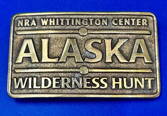 Alaska Wilderness Hunt - vintage belt buckle by NRA Whittington Center