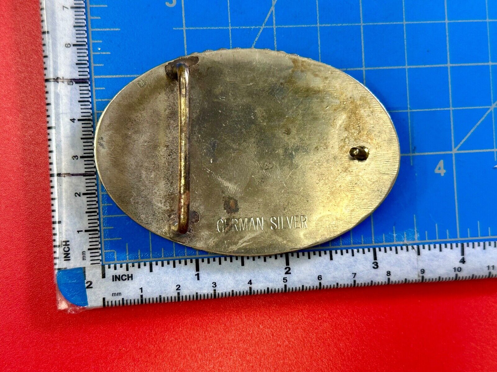 Vintage German Silver Standing Horse Engravable Trophy Award scroll belt buckle
