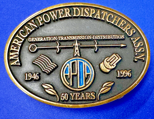 American Power Dispatcher Assn. Solid Brass Vintage 1994 Anacortes Belt Buckle