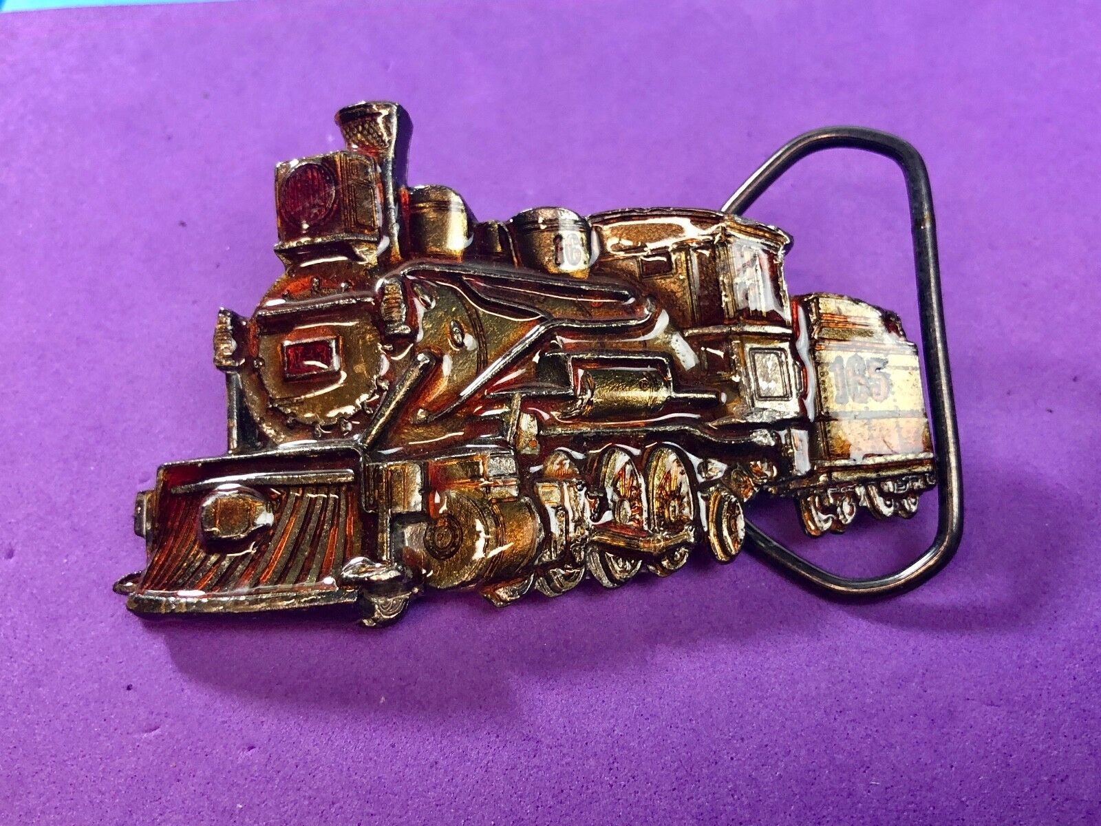 Vintage 1981 Figural train cut out locomotive Belt Buckle