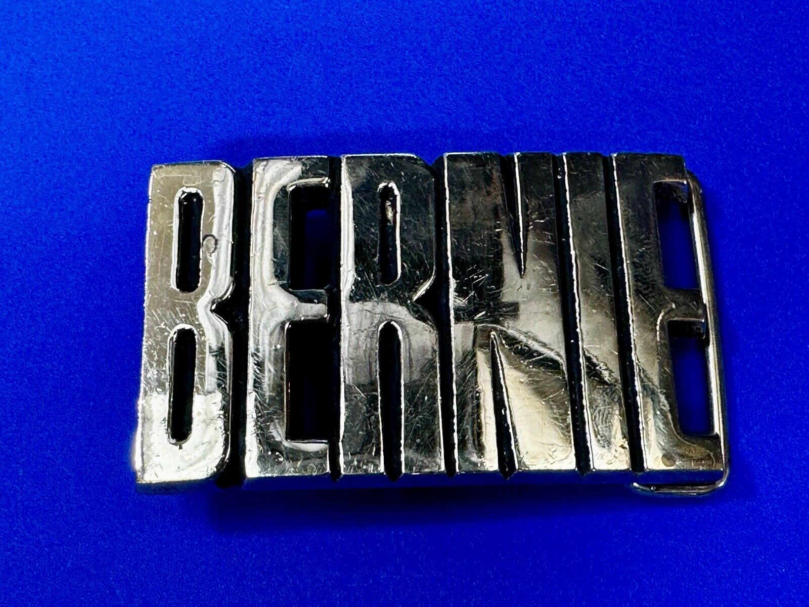Bernie - Custom Block Letter Cutout Name Solid Brass Belt Buckle by Baron