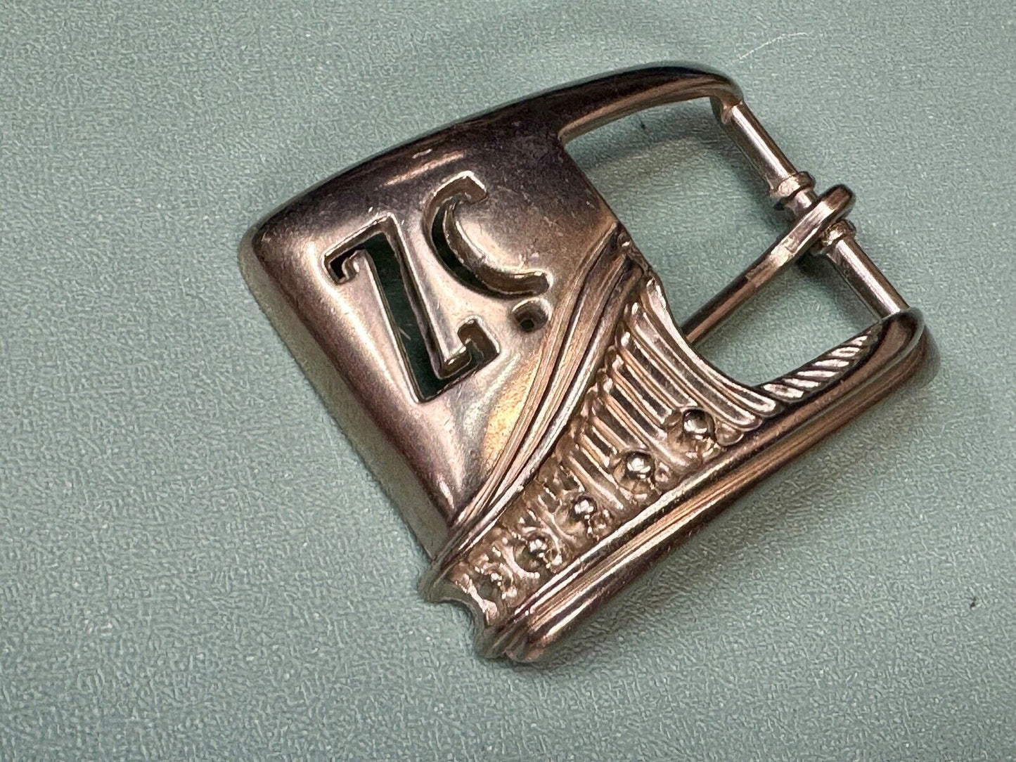 Vintage Letters Initials SZ silver tone cutout belt buckle