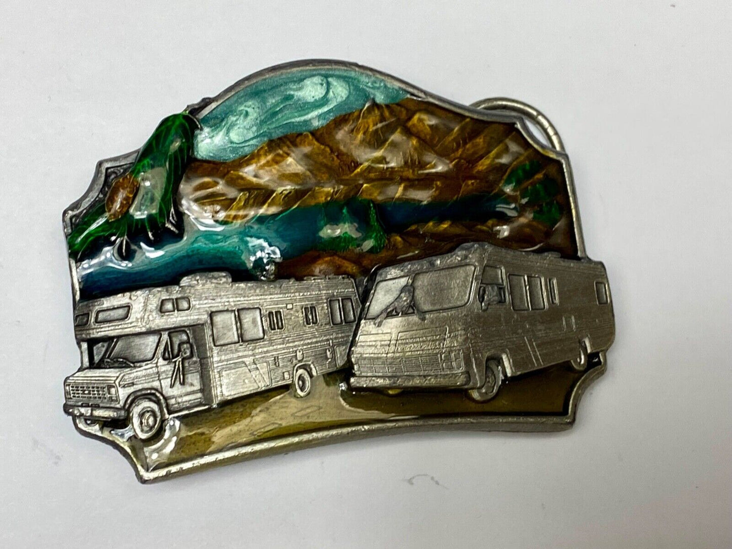 Traveling In A Motor Home Rv Camper Vintage Belt Buckle  - L-50 By Siskiyou