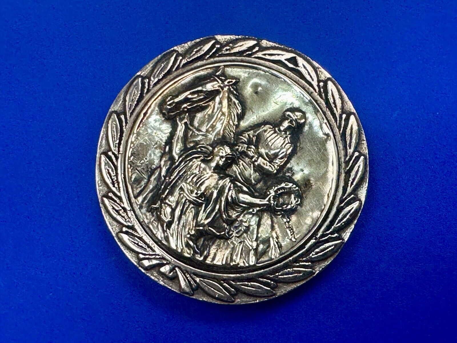 Unique Horse & polo Rider Dress Belt Buckle - Vintage 70s Baron Brass Taiwan