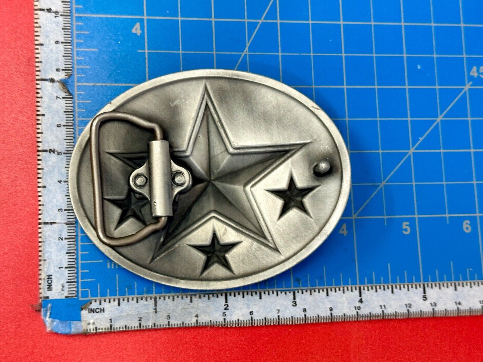 3d Nautical Celtic STAR in flames silver tone oval 4" wide belt buckle